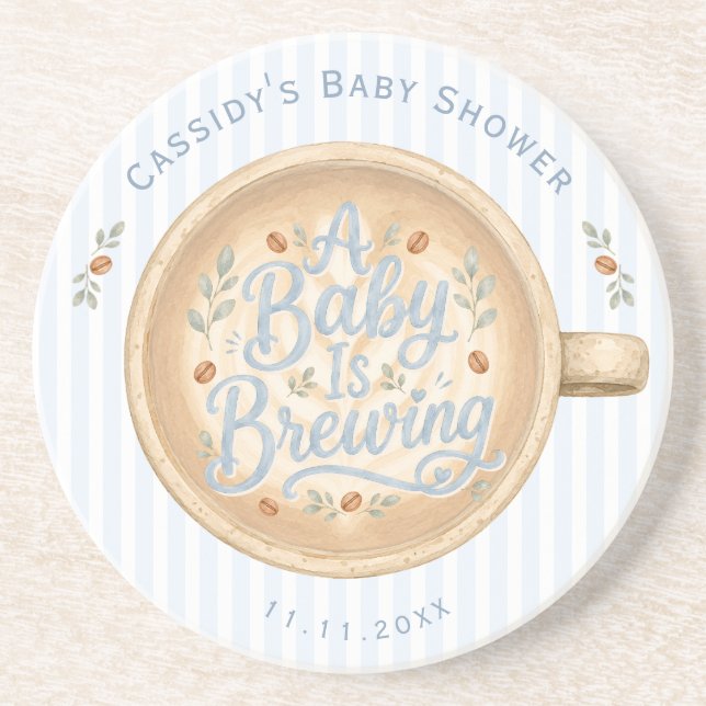 Porta-copos Chá de Bebê: Bebê Está Preparando Café (Frente)