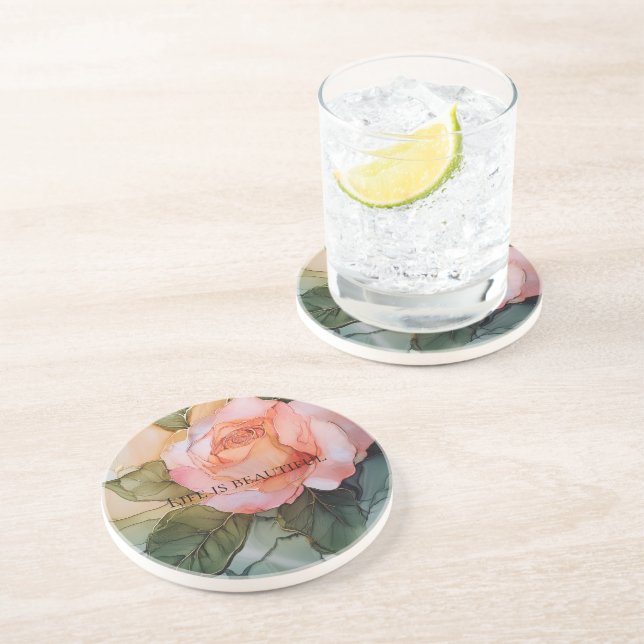 Porta-copos Chá de Bebê Floral Rosa Peônia Romântico (Lateral)