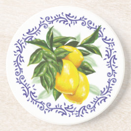 Porta-copos Chá de Bebê Rústico Francês com Toile Azul e Limão