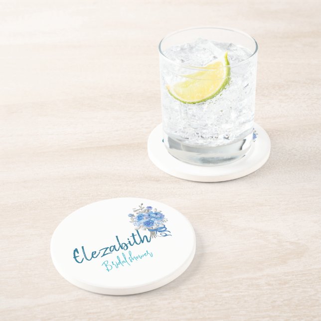 Porta-copos Chá de panela Floral Azul Personalizado (Lateral)