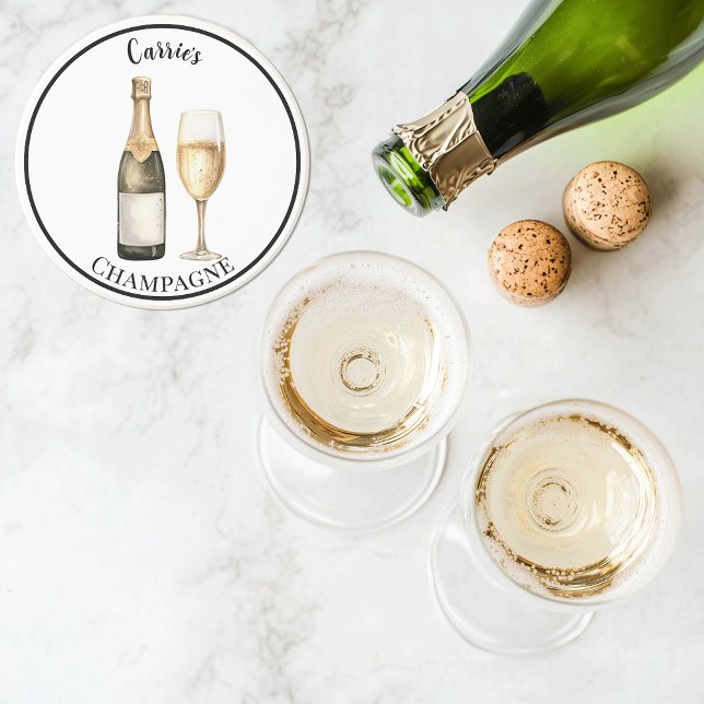 Porta-copos Champagne Prosecco - Nome do Lover Stone (personalized name champagne Prosecco lover coaster)