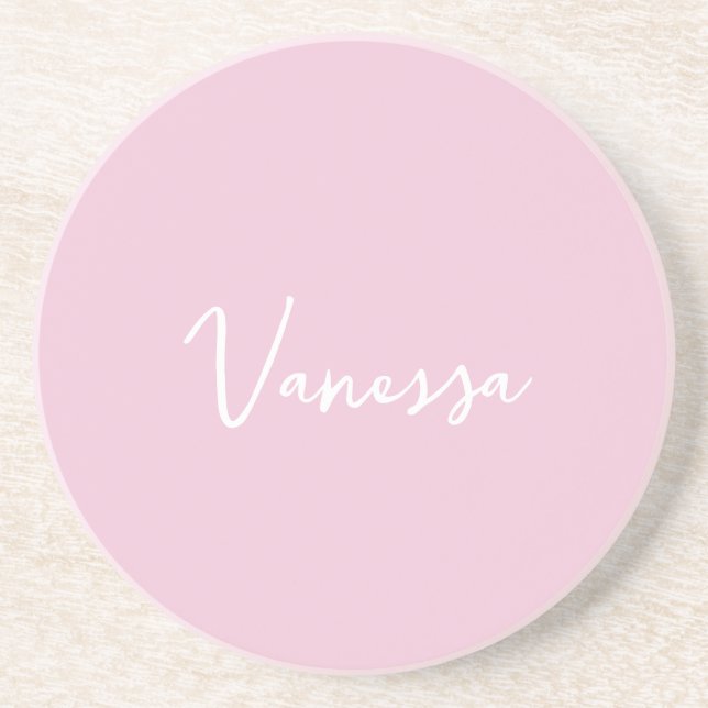 Porta-copos Champagne rosa personalizado script moderno (Frente)
