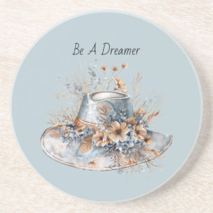 Porta-copos Chapeu Sonhador Floral Creme Azul