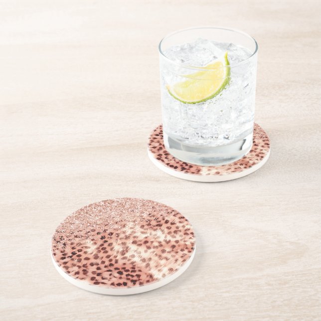 Porta-copos Chic Bonito Giry Rosa Dourado Leopard Glitter Love (Lateral)