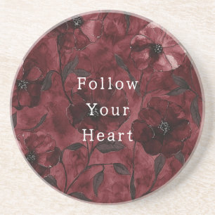 Porta-copos Chique Floral Vermelho Burgundy  