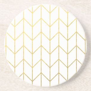 Porta-copos Chique moderno do fundo branco Dourado de Chevron