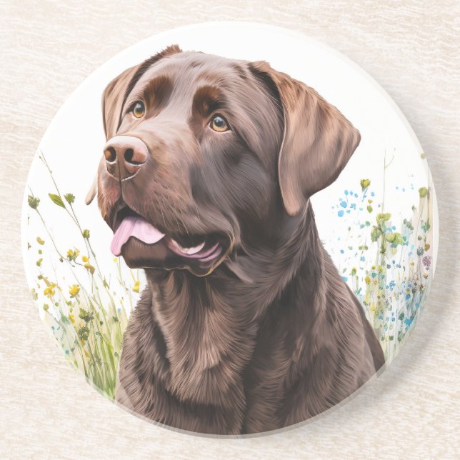 Porta-copos Chocolate Labrador (Frente)