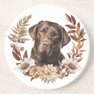 Porta-copos Chocolate Labrador Retriever Autumn Wreath
