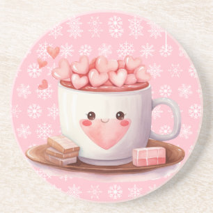 Porta-copos Chocolate quente Kawaii e flocos de neve