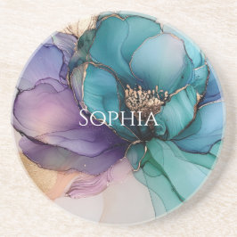 Porta-copos Chuva de Noiva Flor Roxa Azul Dourado Aqua