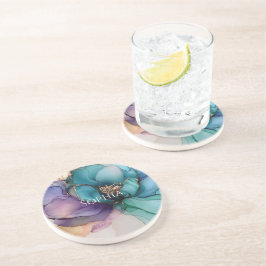 Porta-copos Chuva de Noiva Flor Roxa Azul Dourado Aqua