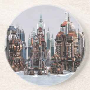 Porta-copos Cidade de Fantasia Futurista Arte de Horizonte de