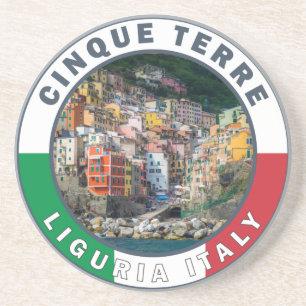 Porta-copos Cinque Terre Itália Watercolor Circle