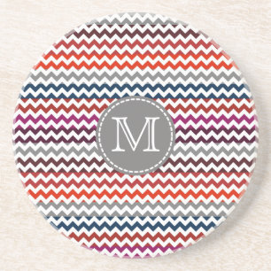 Porta-copos Cinza branca vermelha Chevron Zigzag Monograma
