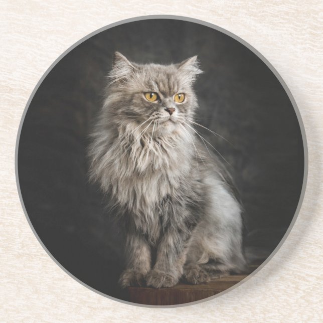 Porta-copos Cinza Fluffy Cat (Frente)