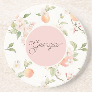 Porta-copos Círculo Rosa Floral Fruta Coração Pêssego da Geórg
