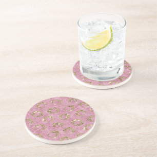 Porta-copos Círculos de Brilho Dourado Rosa