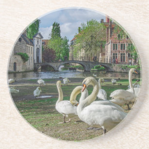 Porta-copos Cisnes brancas no centro de Bruges