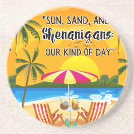 Porta-copos citação do pôr do sol na praia