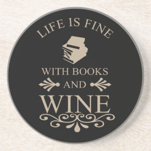 Porta-copos Citação engraçada para amantes de livros e vinho
