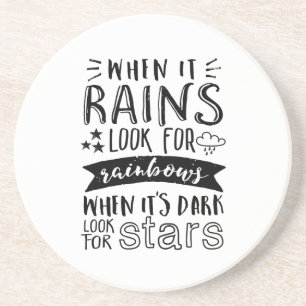 Porta-copos Citação Inspirativa Procura Estrela e Arco-Íris