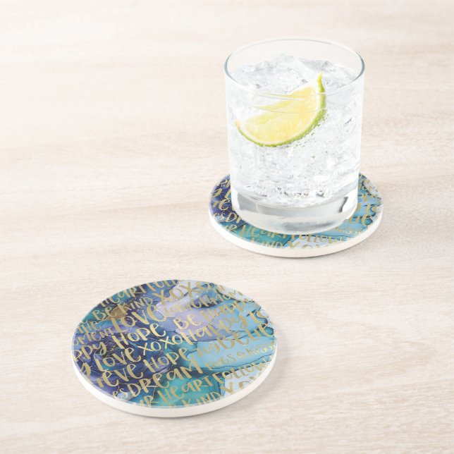 Porta-copos Citações Douradas Inspiradoras de rosto feminino a (Lateral)