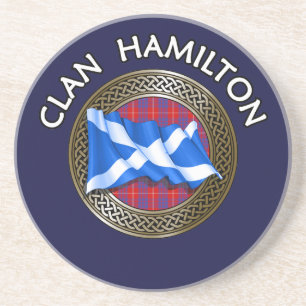 Porta-copos Clan Hamilton Tartan Knot & Flag