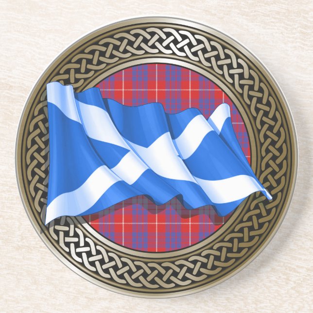 Porta-copos Clan Hamilton Tartan Knot & Flag (Frente)
