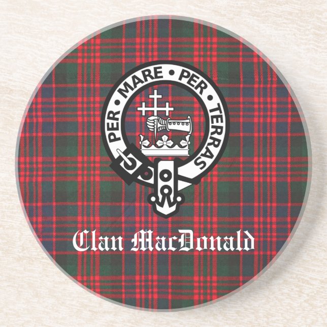 Porta-copos Clan MacDonald Crest e Modern Tartan (Frente)