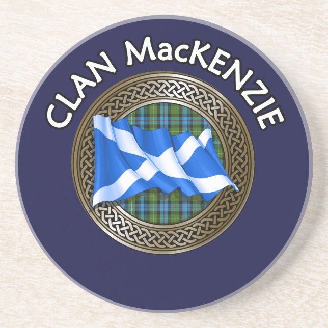 Porta-copos Clan MacKenzie Tartan Knot & Flag (Frente)