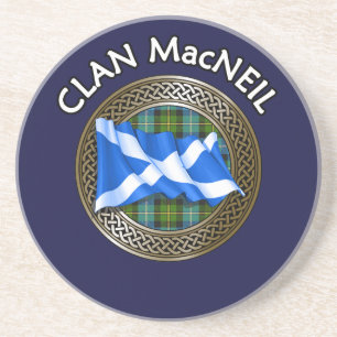 Porta-copos Clan MacNeil Tartan Knot & Flag