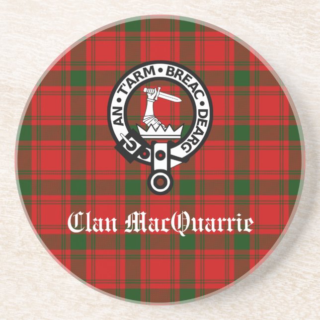 Porta-copos Clan MacQuarrie Tartan e Crest (Frente)