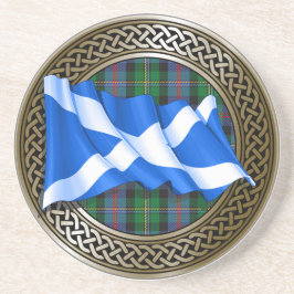 Porta-copos Clan Malcolm Tartan Knot & Flag