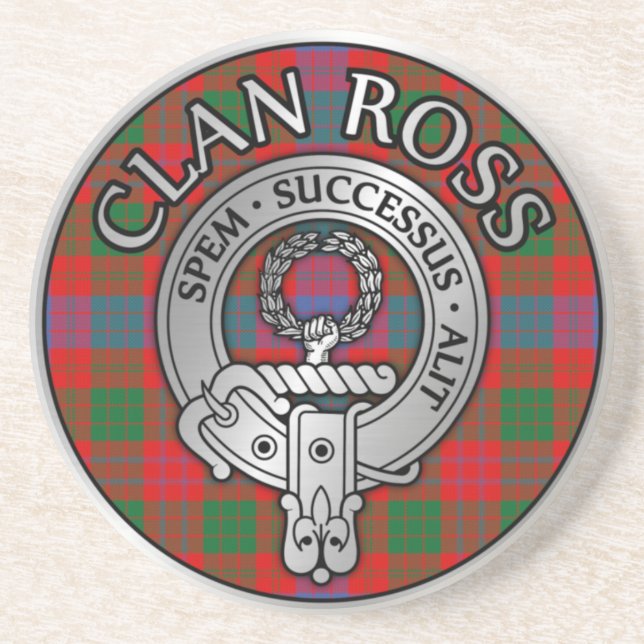 Porta-copos Clan Ross Crest & Tartan Knot (Frente)