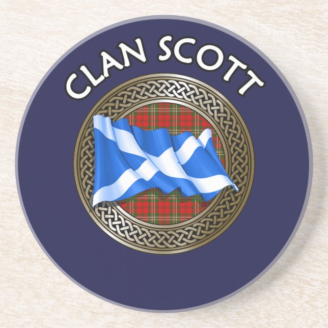 Porta-copos Clan Scott Tartan Knot & Flag (Frente)