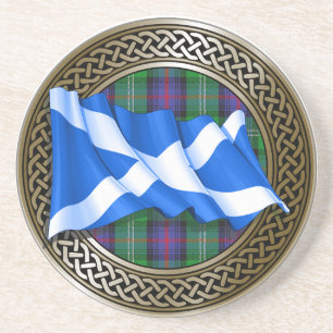 Porta-copos Clan Sutherland Tartan Knot & Flag