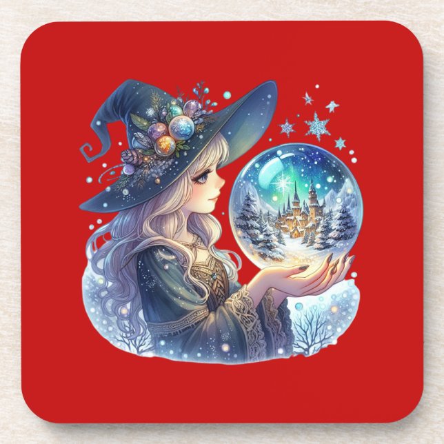 Porta-Copos (Coaster) Bruxa Natalina (Frente)