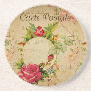 Porta-copos Coaster de Bebidas com Cartão-Postal Francês
