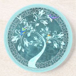 Porta-copos Coaster De Bebidas De Árvores Boho Blue Birds