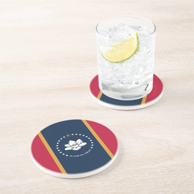 Porta-copos Coaster with Flag of Mississippi State, USA (Lateral)