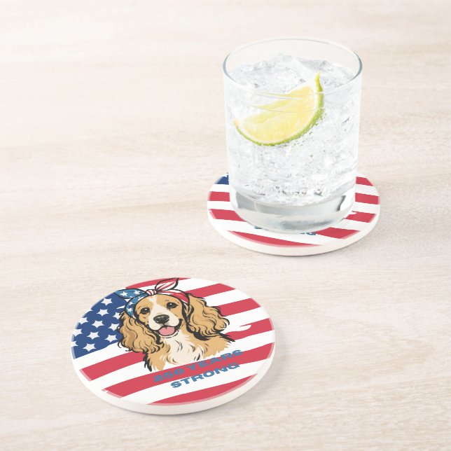 Porta-copos Cocker Spaniel Patriótico (Lateral)
