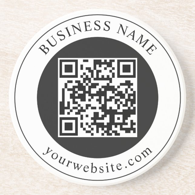 Porta-copos Código QR com Nome da Empresa Editável (Frente)