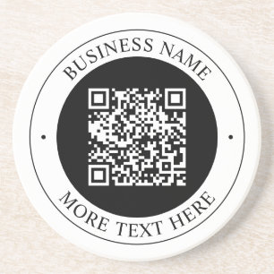 Porta-copos Código QR com Nome da Empresa Texto Circular Editá