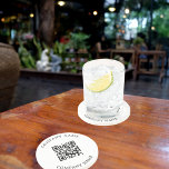 Porta-copos Código QR do texto do logotipo da empresa comercia<br><div class="desc">Personalize e adicione seu negócio,  logotipo da empresa,  nome ou texto. Adicione o URL/link do site da sua empresa. Letras negras. Se quiser que o travesseiro não tenha texto,  use sua chave de espaço traseiro para excluí-lo.</div>