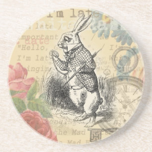 Porta-copos Coelho Branco Alice no País das Maravilhas Arte
