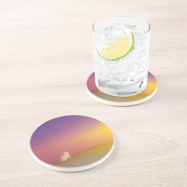 Porta-copos Coelho Branco Bonito no Monte Grassy no nascer do  (Lateral)