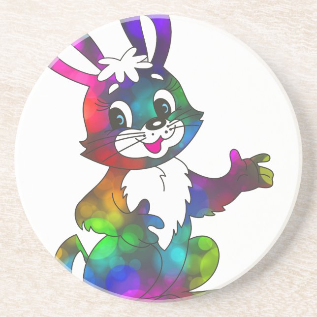 Porta-copos coelho da Páscoa psicodélica (Frente)