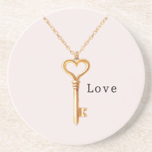 Porta-copos Colar de Coração com Corrente de Ouro Amor