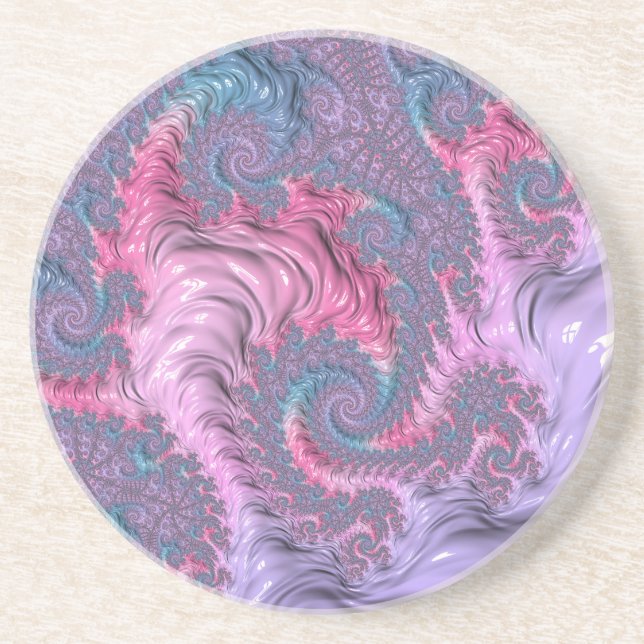 Porta-copos Colorida Boho Hippie Groovy Trippy Pastel Fractal (Frente)