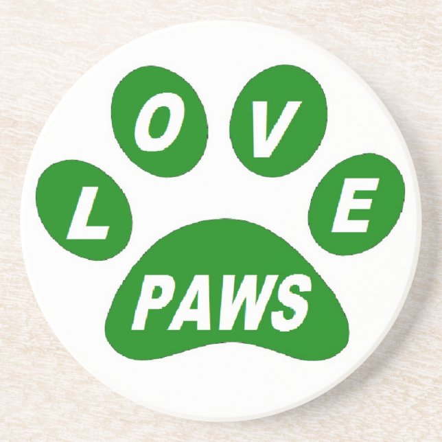 Porta copos com patas de amor em verde-patas (Frente)